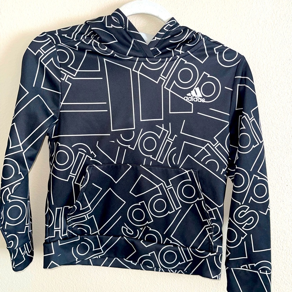 Adidas Boys‎ Blqck Hooded Sweatshirt size Small (8)